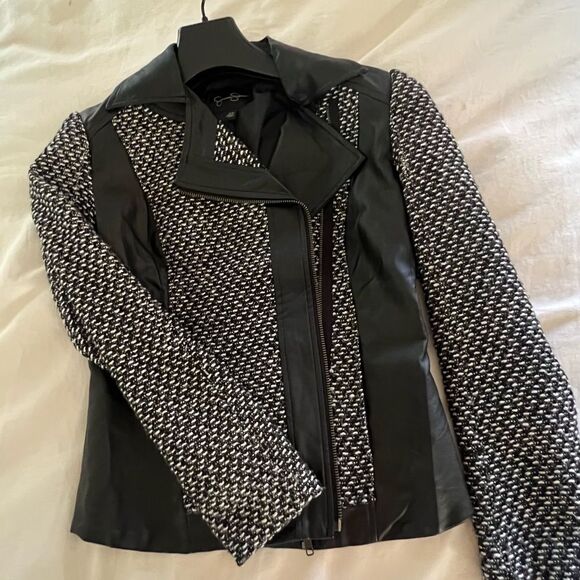 Jessica Simpson Tweed and faux leather coat - Picture 3 of 7